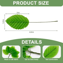 Shuixiong 200Pcs Artificial Silk Green Leaves for DIY Crafts, Faux Rose Leaves Floral Arrangements Wedding Decorations with Wire Stems