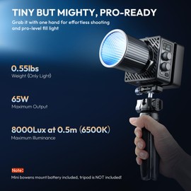 ULANZI EC65 LED Video Light - 65W COB Bi Color Video Light Mini Bowens Mount Continuous Output Lighting with APP Control, Reflector, Diffuser, Condenser 2700K - 6500K CRI≥95 Portable LED Camera Light