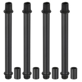 PATIKIL Straight Pipe Lamp Stems Rod Kit, 4Set M10 Carbon Steel 120mm(4.72") Long Double End Thread Rod with Coupling Nut Sleeve Connector for Table Lamps Chandeliers, Black