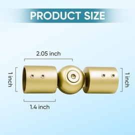 LISTENJIALE Window Curtain Rod Corner Connector 1 pcs, Adjustable Corner Curtain Rod Connector for 1 Inch Bay Window(Warm Gold)