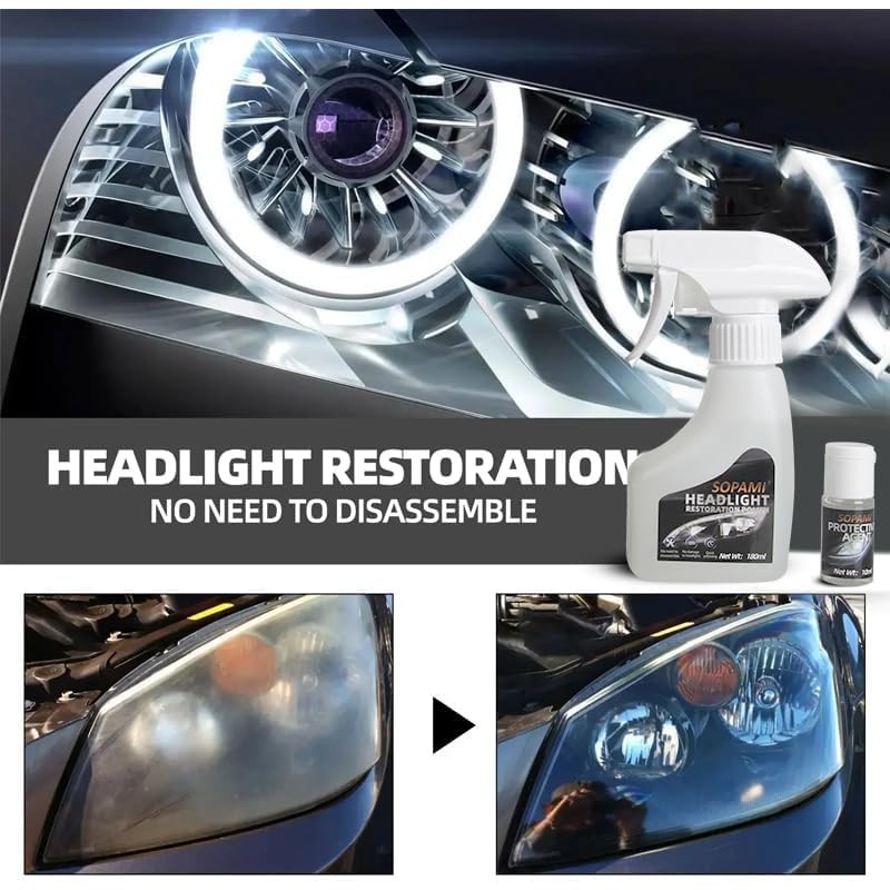SOPAMI Car Headlight Restoration Kit Headlight Cleaner Restores Clear Yellowed