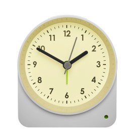 TFA Dostmann Analoger Wecker, 60.1041.02, ohne Ticken mit Sweep-Uhrwerk, mit Hintergrundbeleuchtung/Lichtsensor, Reisewecker und Tischuhr, mit Sekundenzeiger, Quarzuhr, 10cm x 9,1 cm, weiß