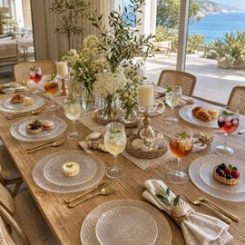 Licaere 60Pcs Clear Plastic Plates - Clear Disposable Plates With Gold Rim - Heavy-duty Gold Plates, Party Plates Include 30Clear Dessert-Platos,30Dinner-Platos for Wedding ＆ Party ＆ Summer