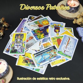 SZYIYI Tarot Rider (Español,Inglés), 78 Hojas Juego Completo de Cartas del Tarot, perfectas para reuniones Familiares de aprendices de Tarot (Estilo 4)