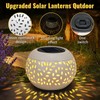 Solar Powered Table Light Waterproof - White Metal Retro Hollowed-Out