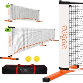 Zdgao Portable Pickleball Net Set, 22 FT Regulation Size & 11 FT Half Court Size Pickle Ball Net with Pickleballs and Carry Bag, 2-in-1 Pickleball Net for Driveway, Backyard, Street
