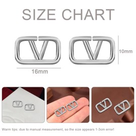 Hanaoops Earrings for Women 925 Gold-Plated Geometric Letter V Earrings Hypoallergenic Square Stud Earrings Fashion Jewellery Gifts, Alloy Steel