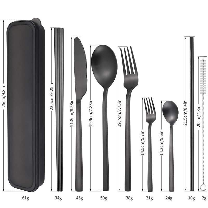 AARAINBOW 6 Pieces Stainless Steel Flatware Set Portable Reusable Cutlery