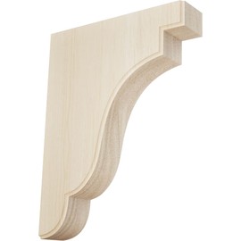 Ekena Millwork BKTW02X07X10BERW Bedford Wood Wood Brackets, 1 3/4"W x 7 1/4"D x 9 1/2"H , Rubberwood