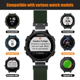 ANBEST Straps Compatible with Garmin Forerunner 735XT/Forerunner 235 Wristband, Replacement Soft Nylon Strap with Velcro Strap for Garmin Forerunner 220/230/620/630 Watch Strap