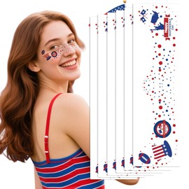 4th of July Temporary Face Tattoo Stickers Independence Day Makeup Tattoo Decals Red White Blue Statue of Liberty Patterns Face Stickers for For Adults Parade Party Decorations