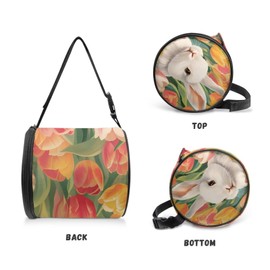 GLENLCWE Easter Rabbit Tulip Hanging Toilet Paper Holder Roll Paper Case Cover Roll Tissue Storage Paper Case Cover Portable and Foldable Roll Storage Bag