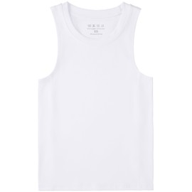 RIKUAOU Boys Compression Tank Tops Athletic Quick Dry Sleeveless Undershirts, Soft Tagless Base Layer Shirt for Youth Kids White