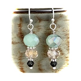 Silver, Black, Iridescent Green and Champagne Crystal Earrings. Jewelry Earrings for Women #3298FE3913