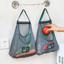 TAIXIAONIULIHQ 2 Packs Grocery Mesh Bags Reusable Hanging Produce Bag String Shopping Bags Washable Shopping Handbag Reusable Breathable Net Bag for Fruit Vegetable Storage