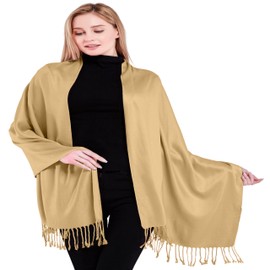 CJ Apparel Dark Cream Solid Color Tassels Design Nepalese Shawl Seconds Scarf Wrap Stole Throw Head Wrap Pashmina Hand Made in Nepal NEW