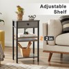 VECELO Tall End Side Table,Nightstand with Adjustable Shelf and Bin