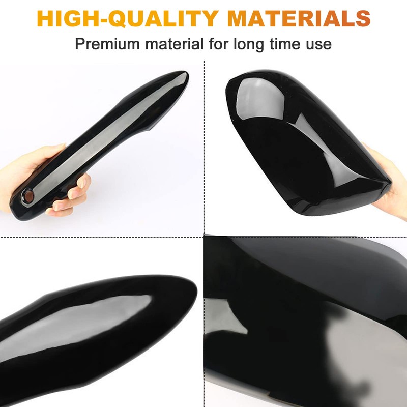 Glossy Black Side Door Mirror Covers and Handle Caps Replace