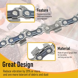 Vkinman 2Packs 14-Inch Chainsaw Chain Replacement for Portland Harbor Freight 64497 64498 3/8" LP 050" 52DL