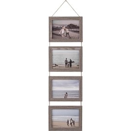 4x6 Hanging Picture Frames, Wall Picture Frames with Real Glass, Folding Picture Frame Displays 4 Photos for Wall Decor, White - Color: Rustic Grey, Size: 4x6