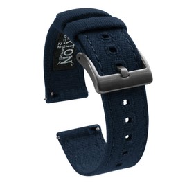 BARTON WATCH BANDS 22mm Navy Blue - Canvas Quick Release Watch Band Straps with Gunmetal Grey Buckles - Choose Color & Width - 18mm, 20mm, or 22mm