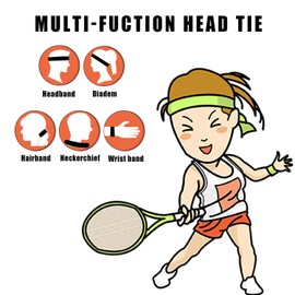 oneye 6PCS Sweatbands for Men Women Solid Color Tie Headbands Fashion Sports Headband Tie Back Bandanas Sport Head Ties Gym Head Tie Head Bands Hair Band for Workout Athletic