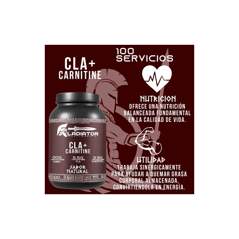 Gladiator Cla Carnitina 1kg 100 Servicios Sabores