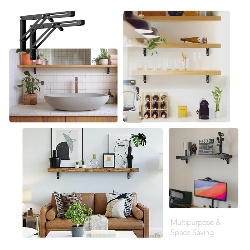JOY DECOR 14 Inch Heavy Duty Folding Shelf Brackets, 2