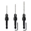 3-pc Countersink Drill Bit Set #10#12#16, 3in1 Woodworking Counterbore Hole