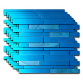 Sanyeskkiy 10pcs Waterproof & Non-Slip Mosaic Peel & Stick Wall Stickers, Heat-Resistant Self-Adhesive Tiles, Easy Cut DIY Multi-Room Decals for Kitchen Bathroom Bedroom Living Room (10, Blue)