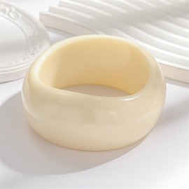 Colorful Resin Geometric Bangle Bracelet for Women Retro Acrylic Round Circular Wristband Bracelet Chunky Irregular Cuff Bracelet Jewelry Gift A-Beige