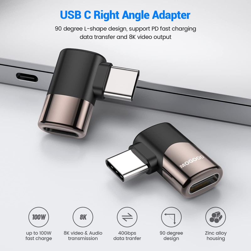 MOGOOD 90 Degree USB C Male to USB C Female