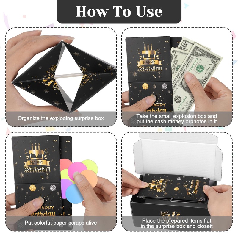Exploding Gifts Box, Surprise Birthday Money Boxes for Cash Gifts