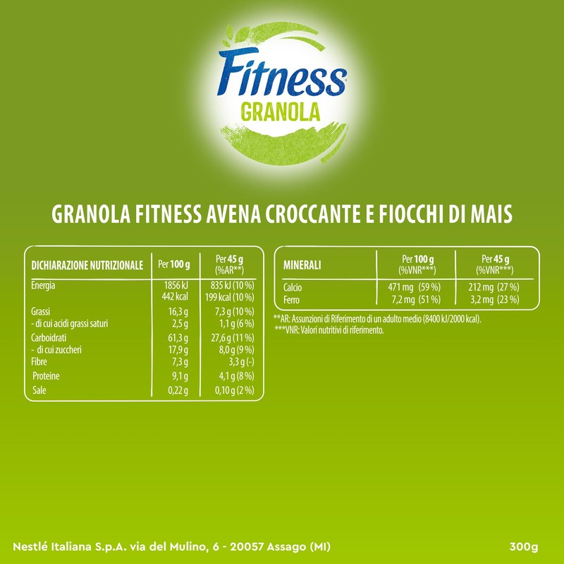 FITNESS Granola con Cioccolato, Mandorle e Quinoa 300g