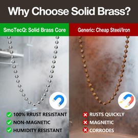 SmoTecQ 10 Feet (120 Inch) Ceiling Fan Pull Chain Extension - Nickel Plated Silver - 3mm Beaded Ball Chain with 12 Connectors - Rust Proof Solid Brass for Light Fixtures & DIY Crafts