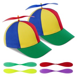 2PCS Rainbow Hat Costume Nerd Crazy Hats Adjustable Hat Funny Top Clown Hat with 4 Replaceable for Adults Unisex