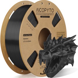AICOPYTO Silk Black PLA Filament 1.75mm, 3D Printer Filament Silk PLA 1KG Spool (2.2lbs) Dimensional Accuracy Probability +/- 0.02mm Fits for Most FDM 3D Printers - Black PLA Silk