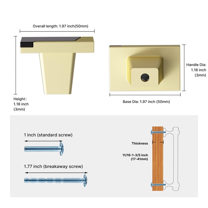 Haliwu 4 Pack Black and Gold Cabinet Knobs - 2