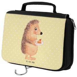 Mr. & Mrs. Panda Kulturbeutel Igel Kuchenstück - Geschenk, lustige Sprüche, Waschtasche, Essen Spruch, Kosmetikbeutel, Tiere, Damen, Kosmetiktasche,
