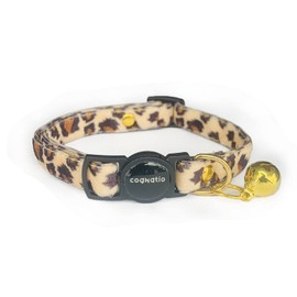 Cognatio Safety Quick Release Cat Collars,Double Velvet with Bell Available in a Range Colors,Perfect for Your Kitty, Adjustable 20-30 cm (20-30cm, Leopard)