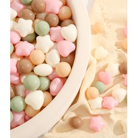 TRENDPLAY Ball Pit Balls Star Heart Shapes for Toddlers Kids, BPA Free, for Soft Play, Pool, Tent, Party,100 Pieces, Cream Coffee Green Pink