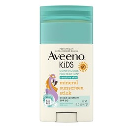 AVEENO KIDS protector solar mineral en barra para niños FPS 50 - óxido de zinc 21.6 y esencia de avena - para piel sensible, sin fragancia ni...      
