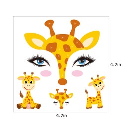 SuyuanArt Kids Animal Face Tattoo Face Painting Party Favors,12 Pack Giraffe,Rabbit,Unicorn and Mermaid Temporary Face Paint Tattoos for Girls Boys, Summer Party Face Paint Costume Accessories