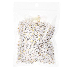 500 Pcs Acrylic Alphabet Letter Beads Gold On White Name Bracelets for Jewelry Making (goldonwhite) (goldonwhite)