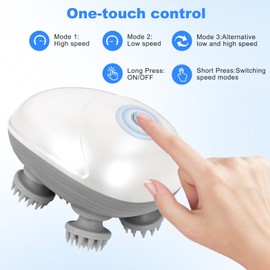 LYPPUL Electric Head Massager, Wireless Hand Massager with 4 Kneading Heads, Cat Massager, IPX7 Waterproof Pet Massager for Full Body Massage, Dog Body Hair Growth