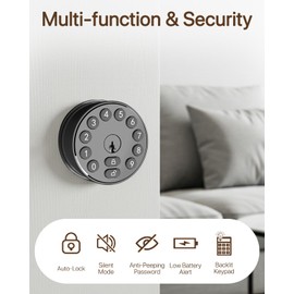 Electronic Deadbolt Door Lock, Keyless Entry Door Knob with Keypad, Digital Smart Door Knob, Auto-Lock,100 Codes, Low Battery Alert, Easy Installation for Front Door, Home, Office, Apartment.