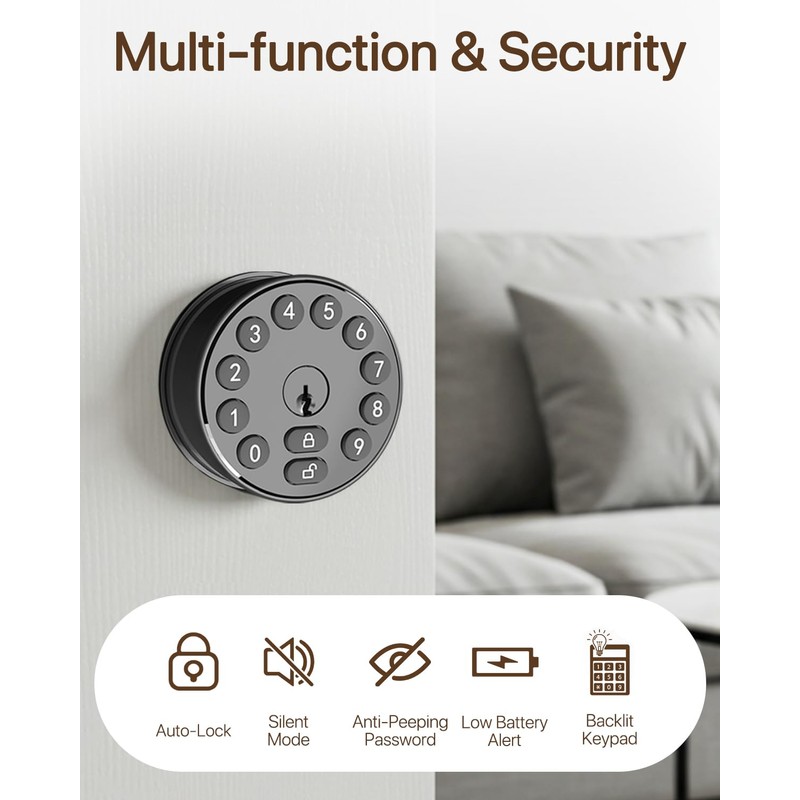 Electronic Deadbolt Door Lock, Keyless Entry Door Knob with Keypad,