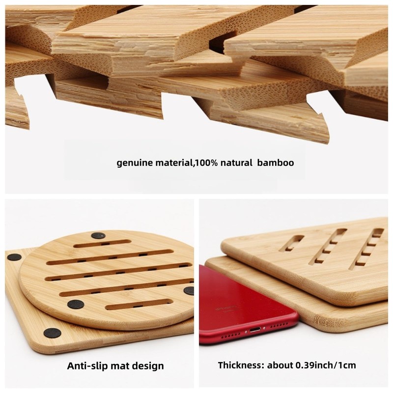Alfto Hot Pads Trivet,Table Solid Bamboo Wood Trivets for Hot