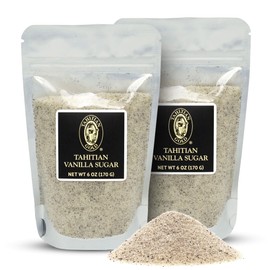 Tahitian Gold, Premium Tahitian Vanilla Sugar [Pack of 2], Tahitian Ground Vanilla Beans Aged in Organic Cane Sugar, Perfect for Coffee, Tea, Baking, Margarita Rim, and More (6 oz Pouch, 2 Pack)
