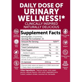 Lunakai Cranberry & D-Mannose 60 Gummies Non-GMO USA Made Urinary Tract Support